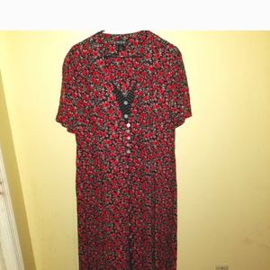 Vintage 90s red floral maxi dress